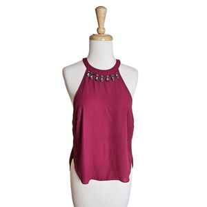 1. State Burgundy Halter Top Size Small